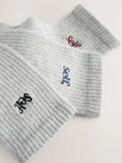 self. Grey / Navy / Berry 3 Pack Cushion Sole Lounge Ankle Socks 3 Pack Sale