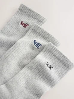 self. Grey / Navy / Berry 3 Pack Cushion Sole Lounge Ankle Socks 3 Pack Sale