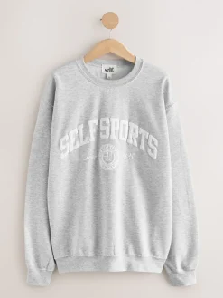 self. Grey Embroidered Slogan Sweatshirt New