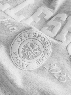 self. Grey Embroidered Slogan Sweatshirt New