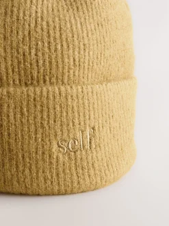 self. Lime Green Knitted Beanie Hat Outlet