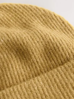 self. Lime Green Knitted Beanie Hat Outlet