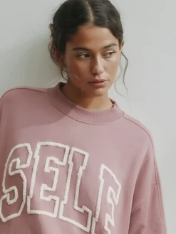 self. Boucle Sweatshirt Mauve Purple Outlet