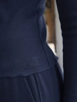 self. Ribbed Button Through Pyjamas Navy New