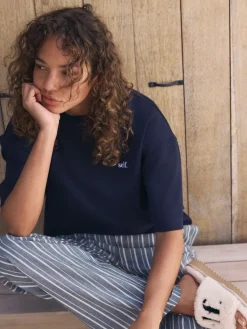 self. Short Sleeve Pyjamas Navy Stripe Best