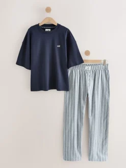 self. Short Sleeve Pyjamas Navy Stripe Best