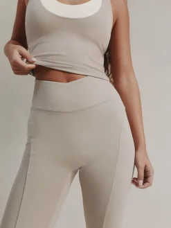 self. High Waist Flared Leggings Neutral