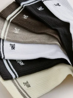 self. Neutral/Black Cushion Sole Lounge Ankle Socks 7 Pack Hot