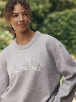 self. Knit Jumper Oatmeal Online