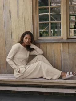 self. Ribbed Button Through Pyjamas Oatmeal Discount