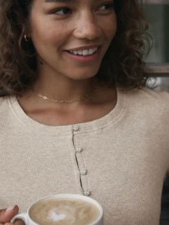 self. Ribbed Button Through Pyjamas Oatmeal Discount