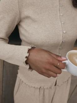 self. Ribbed Button Through Pyjamas Oatmeal Discount