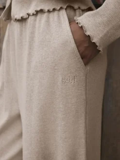 self. Ribbed Button Through Pyjamas Oatmeal Discount