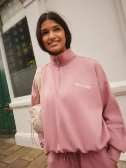 self. Half Zip Sweatshirt Pink Online