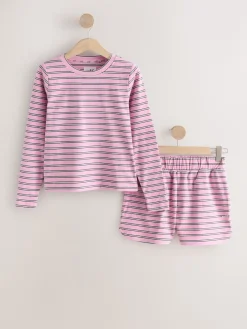 self. Pink Thermal Cosy Fleece Short Pyjamas Clearance