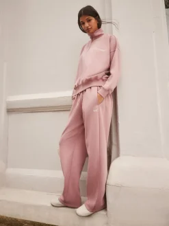 self. Pink Wide Leg Joggers Discount