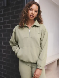 self. Half Zip Modal Sweatshirt Sage Green Best