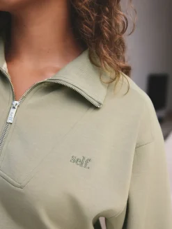 self. Half Zip Modal Sweatshirt Sage Green Best