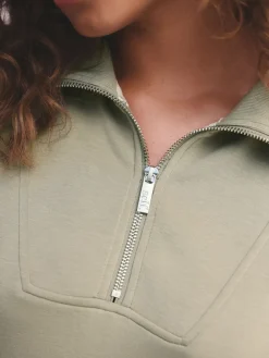 self. Half Zip Modal Sweatshirt Sage Green Best