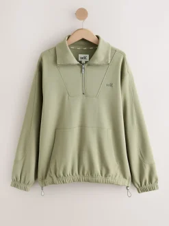 self. Half Zip Modal Sweatshirt Sage Green Best