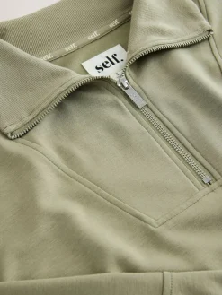 self. Half Zip Modal Sweatshirt Sage Green Best