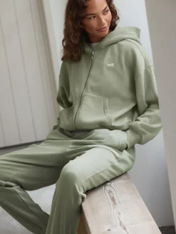 self. Hooded Zip Through Jacket Sage Green Discount