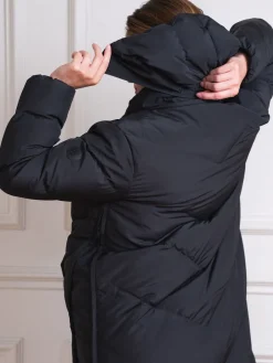 Seraphine 3-In-1 Long Chevron Puffer Maternity Coat Black Clearance