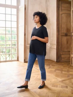 Seraphine Maternity Short Sleeve Cotton Modal T-Shirt Black New