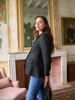 Seraphine Black Maternity Tweed Blazer