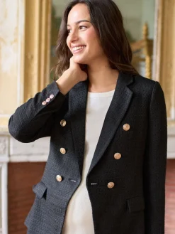 Seraphine Black Maternity Tweed Blazer