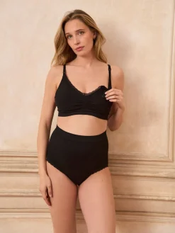 Seraphine Black Maternity & Nursing Cotton Rib Jersey Bras 2 Pack Sale