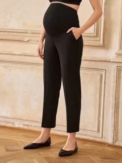 Seraphine Black Overbump Maternity Tailored Premium Tapered Work Trousers Best