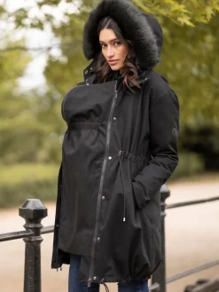 Seraphine Premium Sub-Zero Down Filled 3-In-1 Maternity & Babywearing Parka Black Sale