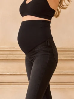 Seraphine Tall Premium Organic Overbump Maternity Skinny Jeans Black New