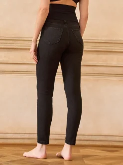 Seraphine Tall Premium Organic Overbump Maternity Skinny Jeans Black New