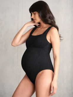 Seraphine Textured Maternity Swimsuit Black Sale