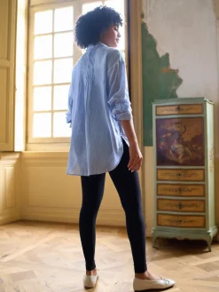 Seraphine Blue & White Stripe Maternity Pintuck Shirt Clearance