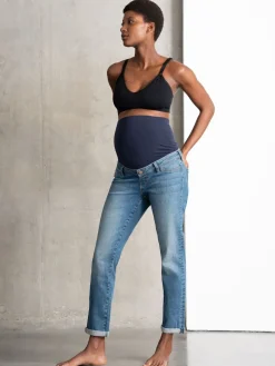 Seraphine Blue Premium Organic Overbump Maternity Relaxed Fit Jeans Discount