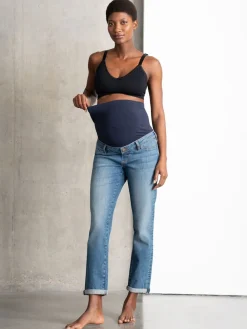 Seraphine Blue Premium Organic Overbump Maternity Relaxed Fit Jeans Discount
