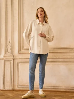 Seraphine Tall Premium Organic Overbump Maternity Skinny Jeans Blue New