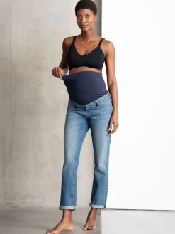 Seraphine Blue Tall Premium Organic Overbump Maternity Relaxed Fit Jeans Discount