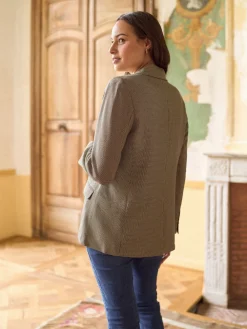 Seraphine Camel & Black Check Tailored Maternity Blazer New