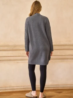 Seraphine Premium Soft 100% Wool Long Line Maternity Cardigan Charcoal Grey New