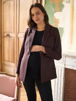 Seraphine Chocolate Brown Maternity Belted Blazer Discount