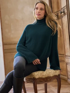 Seraphine Premium Cashmere Blend Maternity & Nursing Roll Neck Jumper Dark Green Online