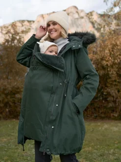 Seraphine Premium Sub-Zero Down Filled 3-In-1 Maternity & Babywearing Parka Green