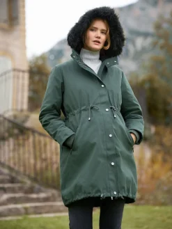 Seraphine Premium Sub-Zero Down Filled 3-In-1 Maternity & Babywearing Parka Green