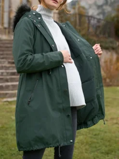 Seraphine Premium Sub-Zero Down Filled 3-In-1 Maternity & Babywearing Parka Green