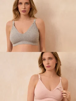 Seraphine Grey & Blush Pink Bamboo Soft Seamless Maternity & Nursing Bra 2 Pack Grey & Blush Pink Online