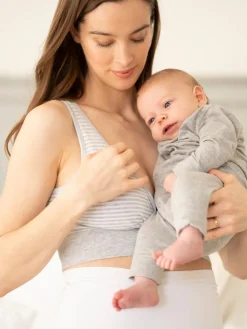 Seraphine Grey Stripe & White Maternity & Nursing Seamless Sleep Bras 2 Pack Grey Stripe & White Best